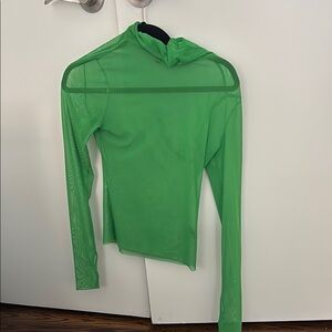 Green Mesh Long Sleeve Top
